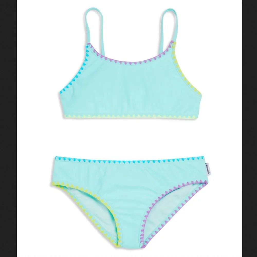 Limeapple Girls' Bethany Geo Embroidered Two Piece Swimsuit-NEW - Picture 1 of 5